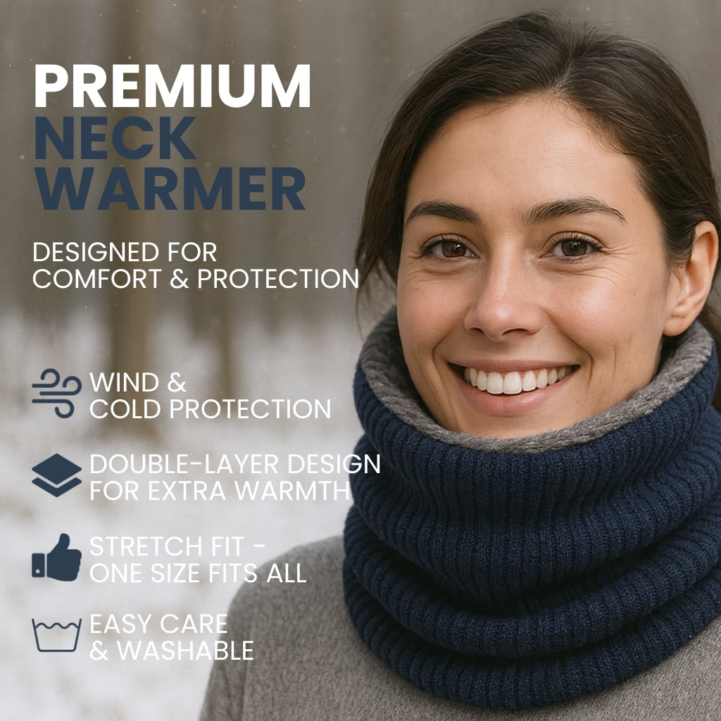 Knitted Winter Neck Warmer - Soft, Warm and Windproof Fleece Lined Gaiter