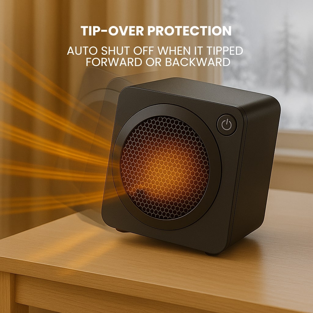 Mini Space Heater - Portable Electric Desk Heater with PTC Ceramic, Quiet & Safe