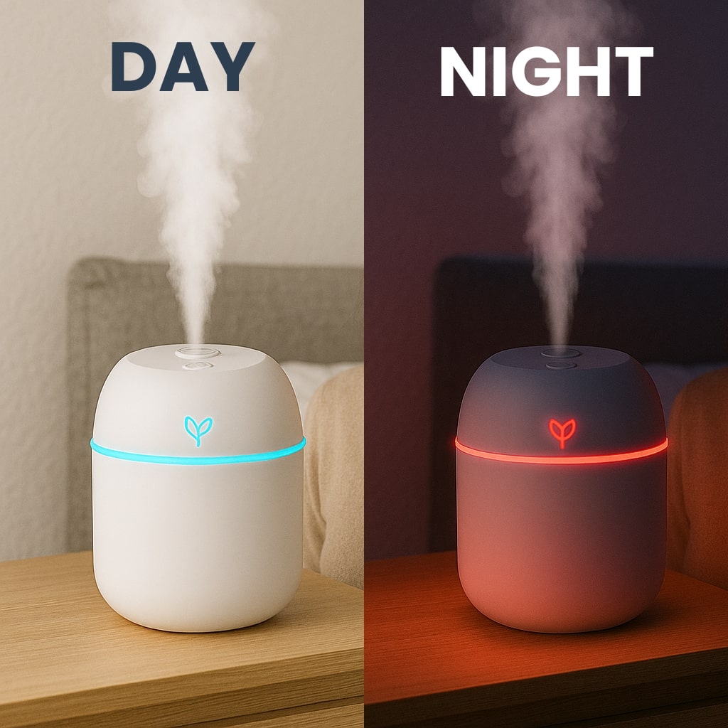 Portable Color Humidifier with 7-Color LED Light, USB Powered, Quiet Nano Mist for Bedroom, Office, Travel