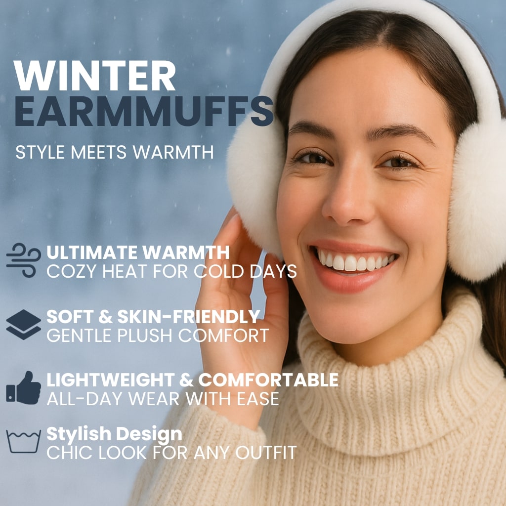 Faux Fur Winter Ear Muffs - Warm, Foldable and Comfortable Ear Warmers