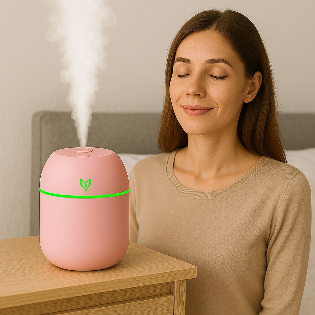 Portable Color Humidifier with 7-Color LED Light, USB Powered, Quiet Nano Mist for Bedroom, Office, Travel