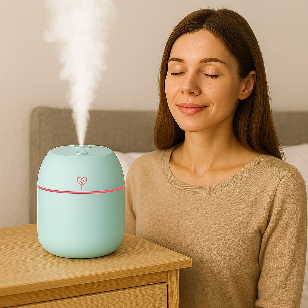 Portable Color Humidifier with 7-Color LED Light, USB Powered, Quiet Nano Mist for Bedroom, Office, Travel