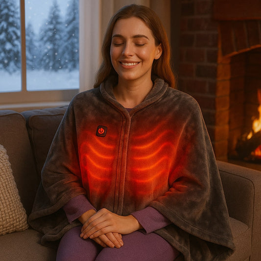 USB Heated Poncho Blanket - Fleece Electric Throw with 3 Heat Levels, Portable Body Warmer