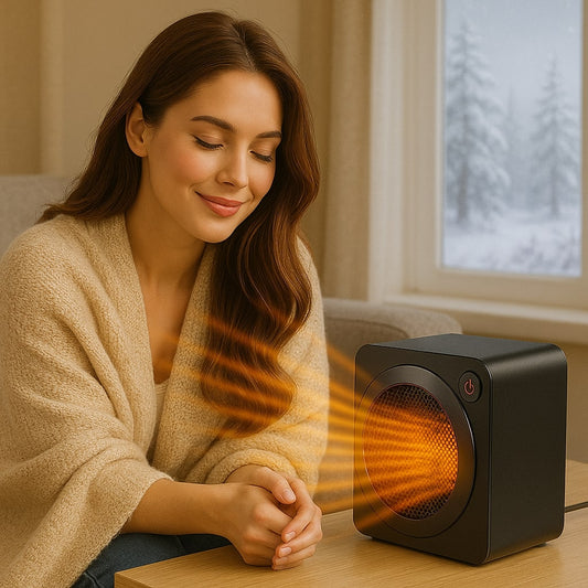 Mini Space Heater - Portable Electric Desk Heater with PTC Ceramic, Quiet & Safe
